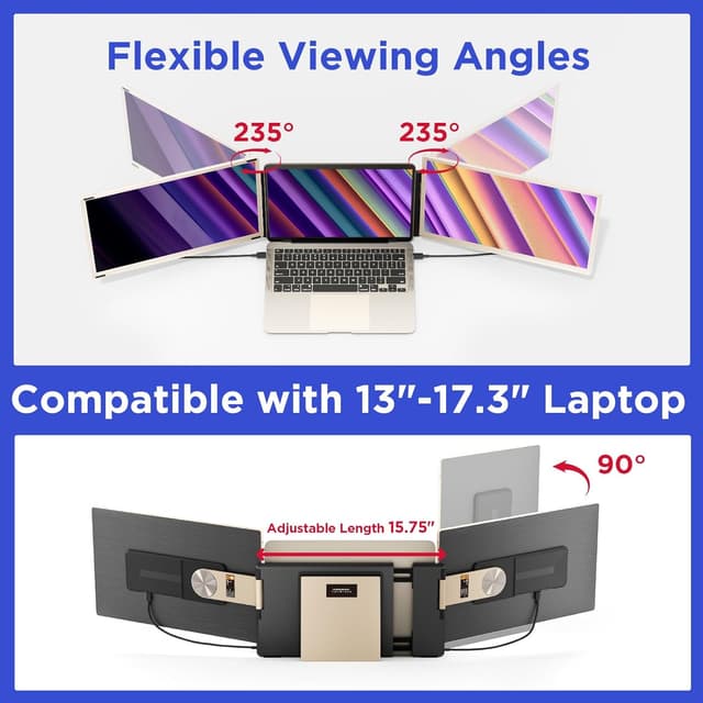 Thumbnail 6 de Maxfree S6 Laptop Screen Extender (15.6" 1080P, Triple Detachable Displays)