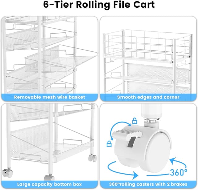 Thumbnail 5 de Shrivee Carrello Portadocumenti 6 Ripiani Bianco