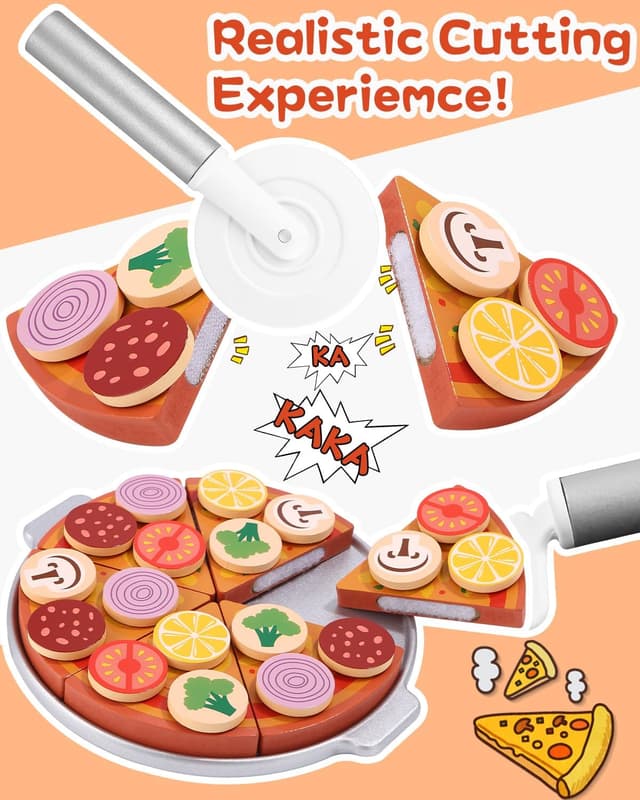 Detalle 2 de Pizza-Set aus Holz für Kinder 27 Teile