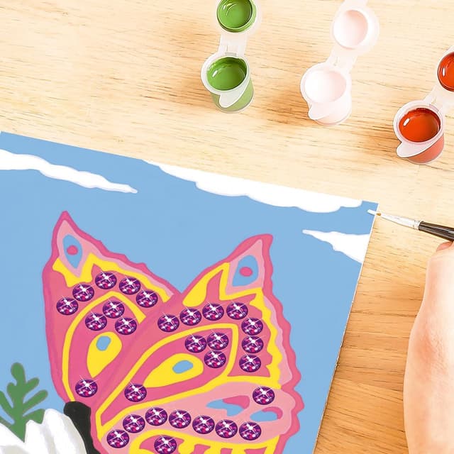 Detalle 2 de Ravensburger CreArt Farfalla scintillante – Dipingere con i Numeri per Bambini 7+ anni, kit pittura 14 x 19 cm