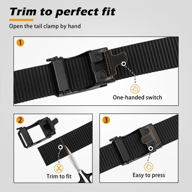 Thumbnail 6 de JUKMO Men’s Ratchet Tactical Belt (1.5-inch) with Automatic Slide Buckle, Adjustable Nylon Web Work Belt