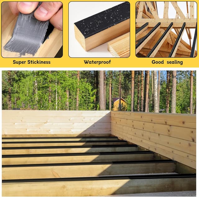 Detalle 2 de Hanotic Decking Tape 50mm x 15.2m (2 rolls) butyl joist sealing tape