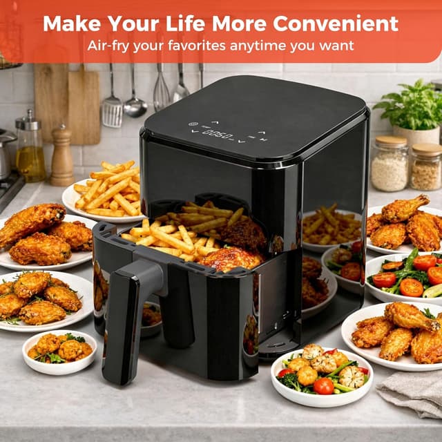 Detalle de NEWBULIG Compact Digital Air Fryer (3 Qt) with Nonstick Plate & Dishwasher-Safe Basket