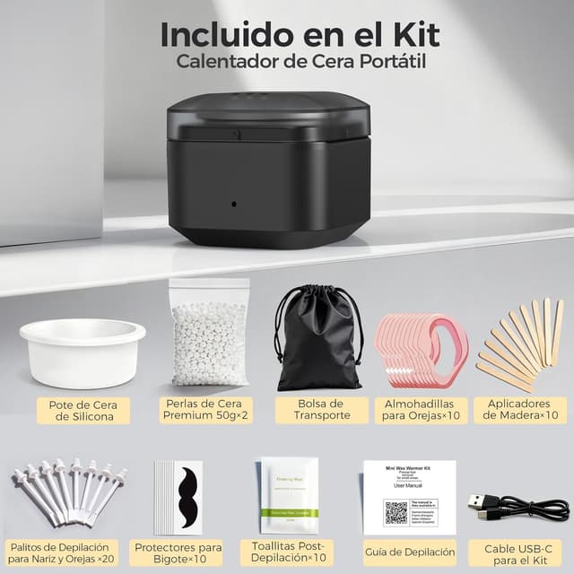 Thumbnail 5 de Cera depilatoria nariz y orejas con calentador USB-C 100g