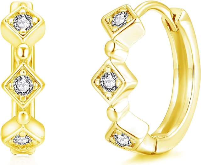 Detalle de Josfeva Silber Creolen für Damen aus 925 Sterling Silber (Quadrat-Herz-Kreuz) mit 5A Cubic Zirkonia