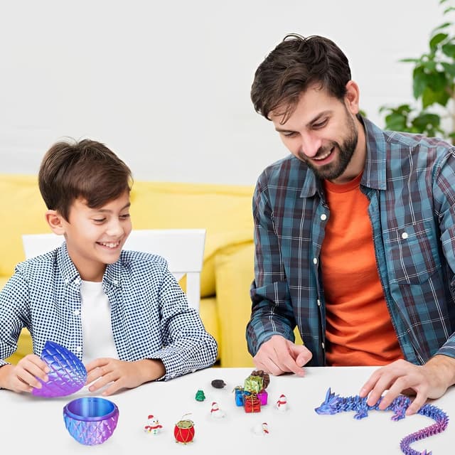 Detalle de Surprise Dragon Egg with Dragon Inside – Purple 3D Printed Fidget Toy (Small)