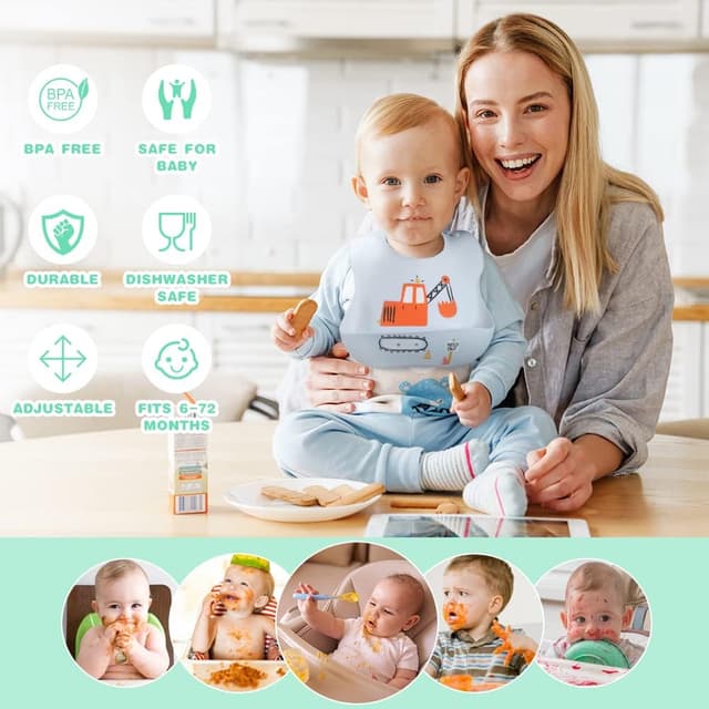 Thumbnail 5 de Vicloon Silicone Baby Bib 6‑Position Adjustable