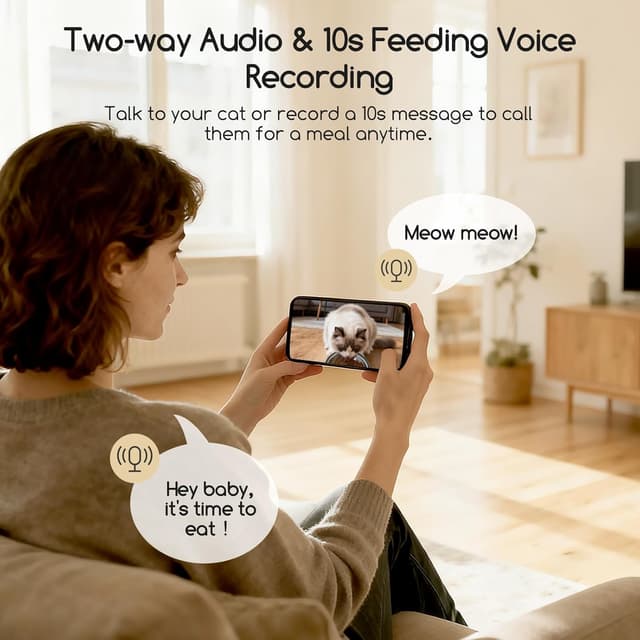 Detalle 1 de faroro Distributeur de croquettes automatique pour chat/chien avec caméra HD 1080P et audio bidirectionnel