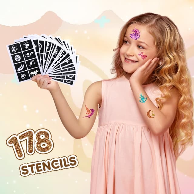 Thumbnail 3 de Bledras Glitzer Tattoo Set Kinder 178 Schablonen