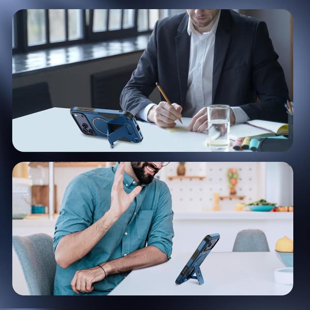 Thumbnail 6 de 3-in-1 iPhone 17 Pro case with MagSafe, invisible kickstand & HD screen protector (Blue)