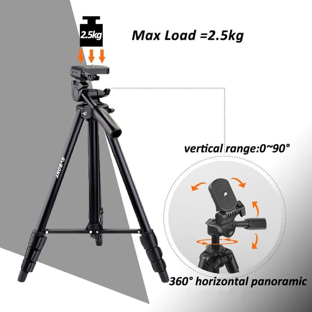 Detalle 2 de Svbony SV101 : trépied photo portable en aluminium, hauteur réglable 45 à 138 cm (avec sac)