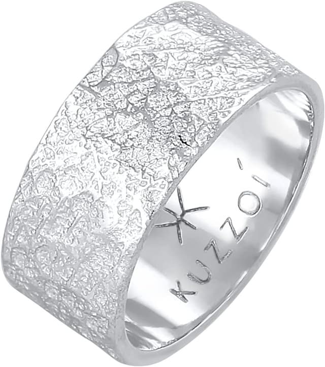 Detalle de Bague homme Kuzzoi 0612992920 forgée à la main en argent 925 (look usé) – largeur 9 mm, tailles 60 à 66