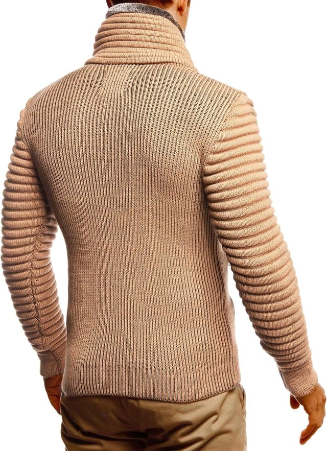 Detalle de Leif Nelson LN5165 pour hommes – cardigan veste/pull en maille style hoodie biker matelassé