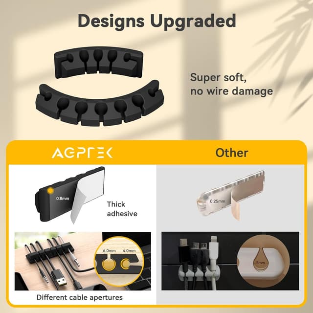 Detalle de AGPTEK Clips organiseur de câble 5 pcs