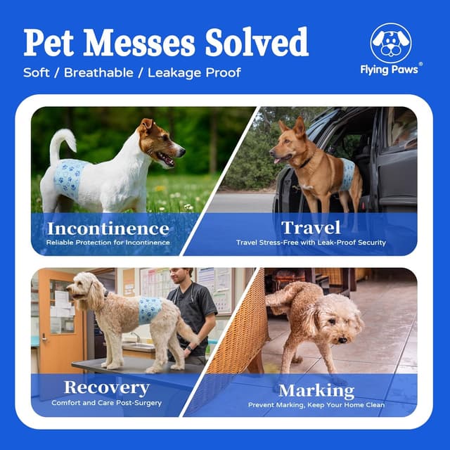 Thumbnail 6 de Flying Paws 52 Pañales para Perros Macho