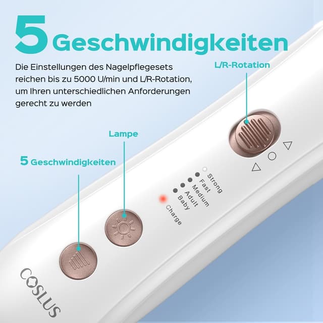 Thumbnail 4 de COSLUS C43 Elektrischer Nagelfräser Set