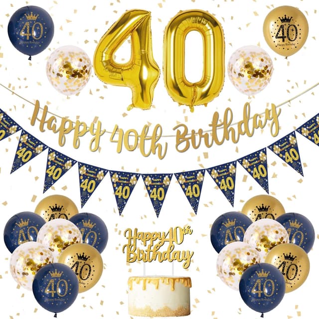 Imagen de 40th Birthday Decorations Blue and Gold Party 🎈 en OfertitasTOP