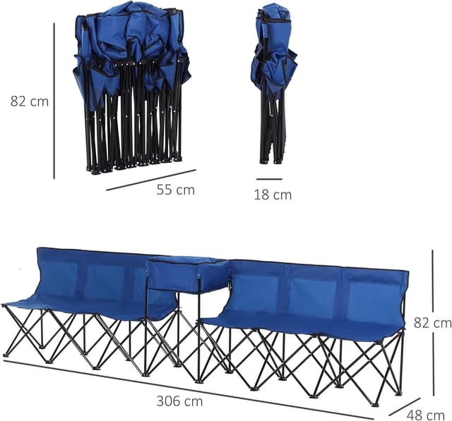 Detalle de Outsunny 6‑Seat Folding Sports Bench with Cooler Bag 💺