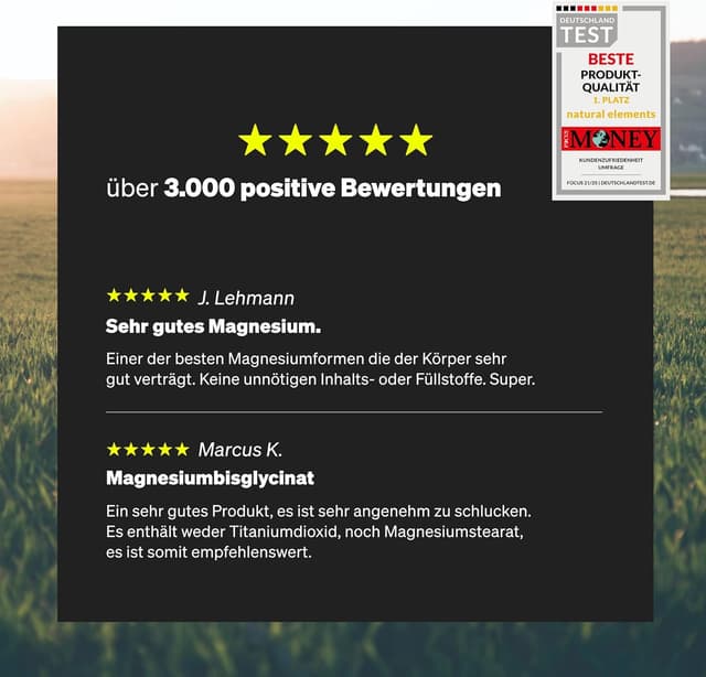 Thumbnail 4 de natural elements Magnesiumbisglycinat 300 mg Magnesium Kapseln