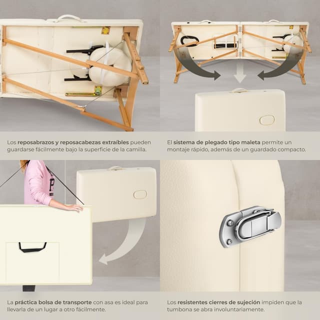 Thumbnail 5 de tectake Camilla Masaje Plegable de Madera Beige