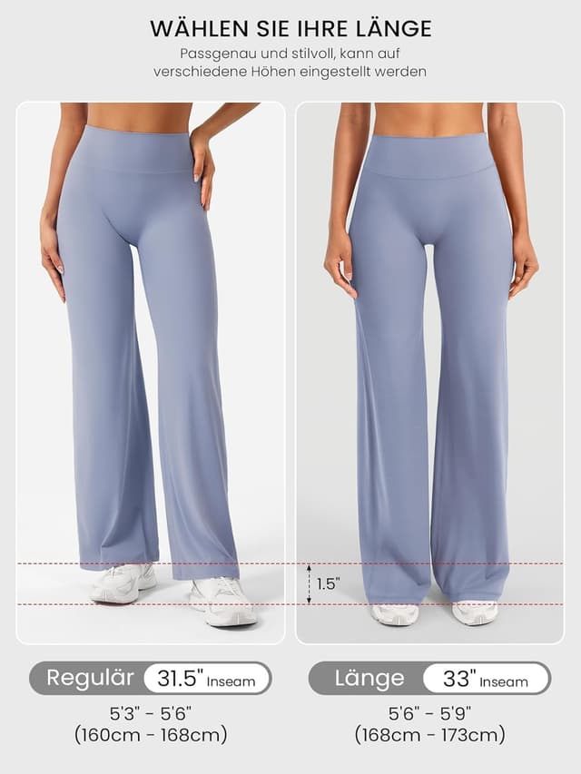 Detalle de ZAAYO Nahtlose Straight Leggings Damen – High Waist Flared Yoga Leggings für Gym & Alltag