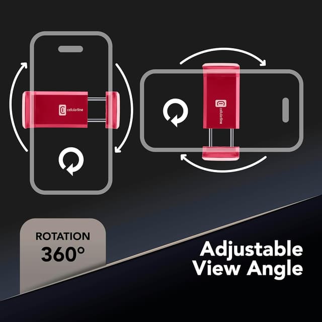Detalle de Cellularline Car Holder Universel pour smartphone – support voiture orientable à 360° (rose)