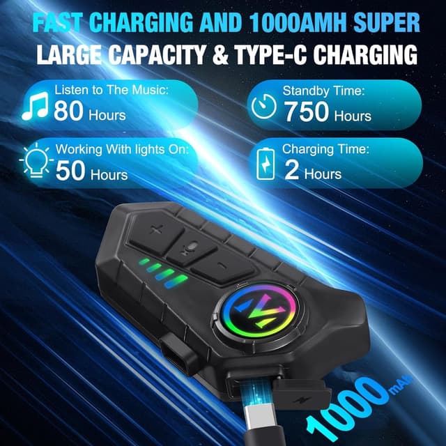 Detalle 2 de FEYA Y-M10 Motorcycle Helmet Speakers 1000mAh