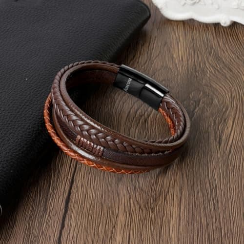 Thumbnail 4 de Aucuu Pulsera de Cuero Trenzado para Hombre