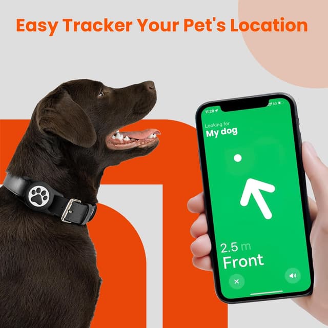 Detalle de ilFindYou IP68 Waterproof AirTag Dog Collar Holder (Black & Pink) — Silicone Case Compatible with Apple AirTags