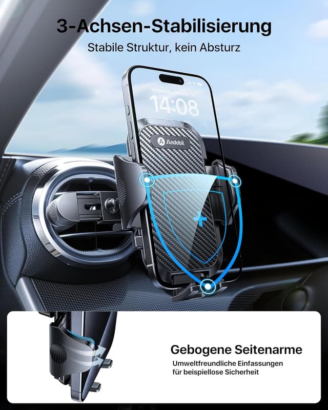 Detalle de andobil Handyhalterung Auto Runde Lüftung 48–74mm