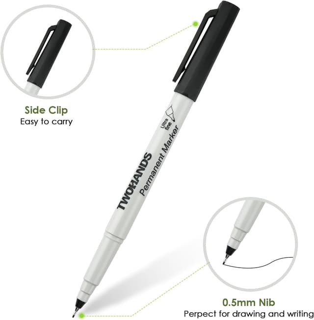 Detalle 2 de TWOHANDS Set di 12 marcatori permanenti punta ultra fine 0,5 mm (neri) 21618