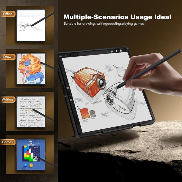 Detalle de TONGATE for Galaxy Z Fold 7 Case with Stylus & Pen Holder, Privacy Screen Protector, Sliding Camera Cover, Belt Clip (Navy Blue)