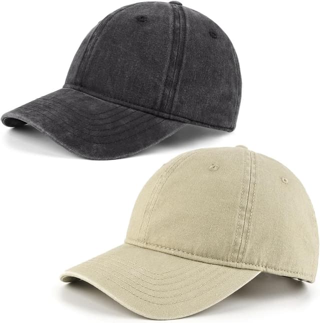 Detalle de Zylioo XL/XXL Washed Cotton Baseball Cap (Big Heads) – vintage-style running & outdoor cap