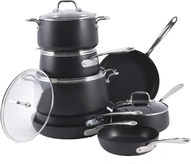 Detalle de All-Clad HA1 Hard Anodized Nonstick Cookware Set (13-Piece) for Induction, Oven & Broiler Safe