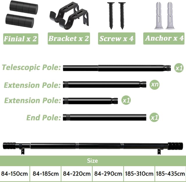 Thumbnail 3 de Venwemong tringle à rideaux extensible 84–220 cm