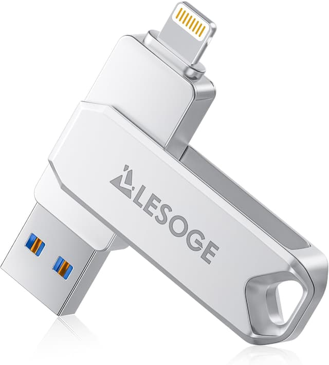 Detalle de LESOGE 128GB USB 3.0 Flash Drive (MFi Certified) for iPhone, iPad, Android & PC/Mac with Touch ID/Passcode Encryption