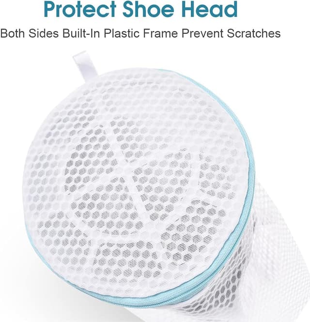 Detalle 2 de OTraki 2 Pack Shoe Washing Machine Bag with Zips for Trainers, Football Boots, Socks & More