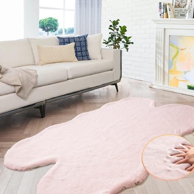 Detalle de ORINOVA Tapis rose en fausse fourrure 120x180 cm (aspect lapin) lavable