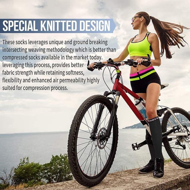 Detalle de Rwest X Calze Compressione Graduata per Donna e Uomo (Sport, Corsa, Bici e Viaggi) — Calze elastiche a compressione graduata