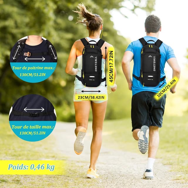 Detalle de LOCAL LION Sac à Dos de Vélo 10L avec poche à eau 2L et housse de pluie