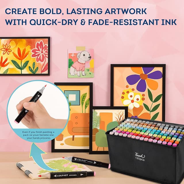 Thumbnail 4 de colpart 120 Dual Tip Alcohol Markers — 120 colours 🎨