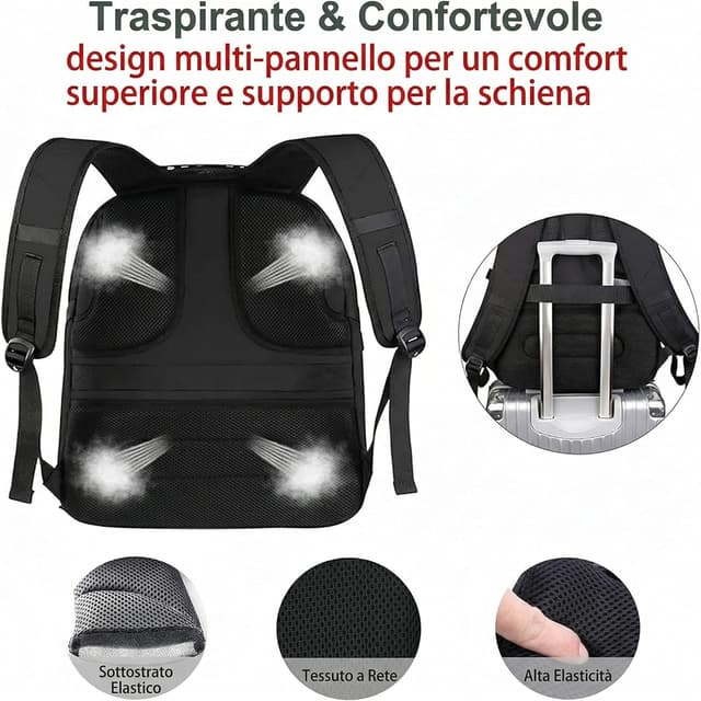 Detalle de MATEIN Zaino Uomo Grande 55L con porta PC 18,4 pollici, impermeabile e con ricarica USB