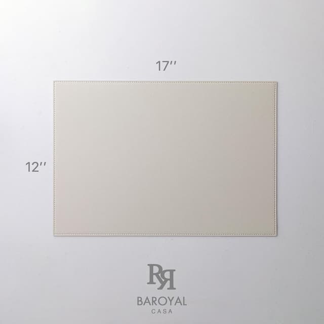 Detalle 2 de Baroyal Faux Leather Placemats Set of 8 (Vinyl, Washable/Wipeable) Heat Resistant, Waterproof Non-Slip, Cream White