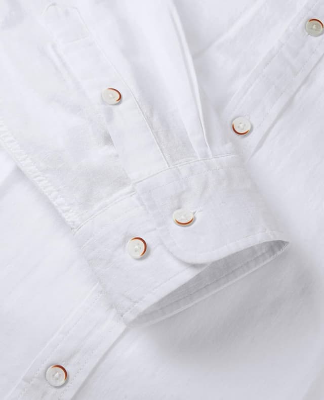 Detalle 1 de siliteelon Men’s Grandad Collar Long Sleeve Linen Shirt with Pocket (Regular Fit)