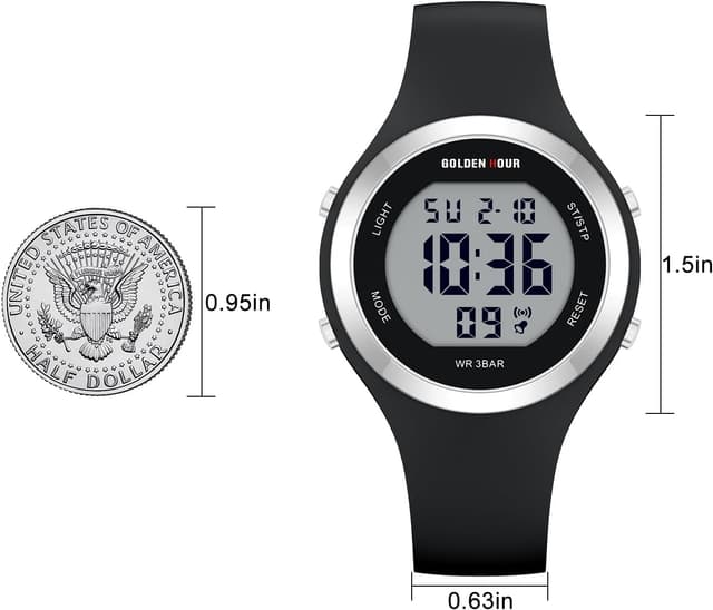 Detalle de GOLDEN HOUR Montre digitale femme étanche 5 ATM chronographe sur bracelet silicone