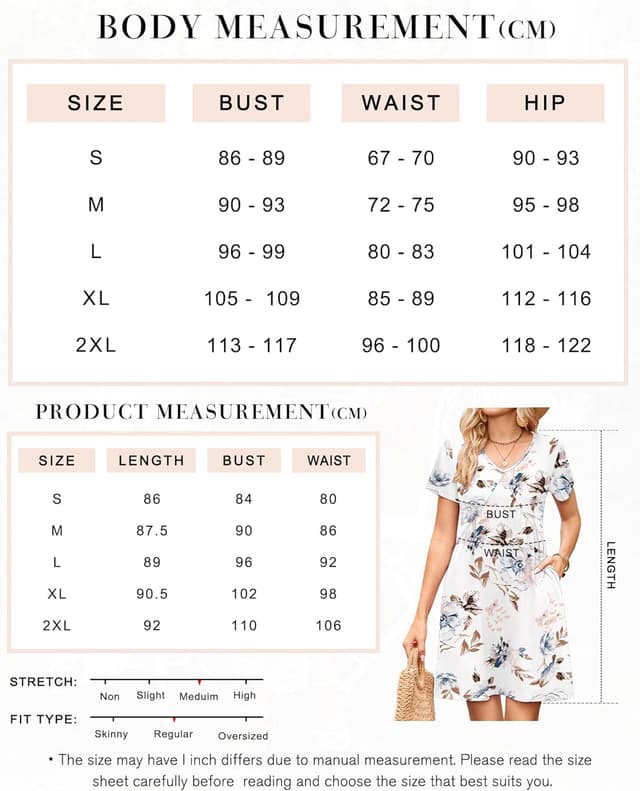 Detalle de Robe PLOKNRD à col V décontractée, manches courtes et taille haute (polyester/élasthanne)