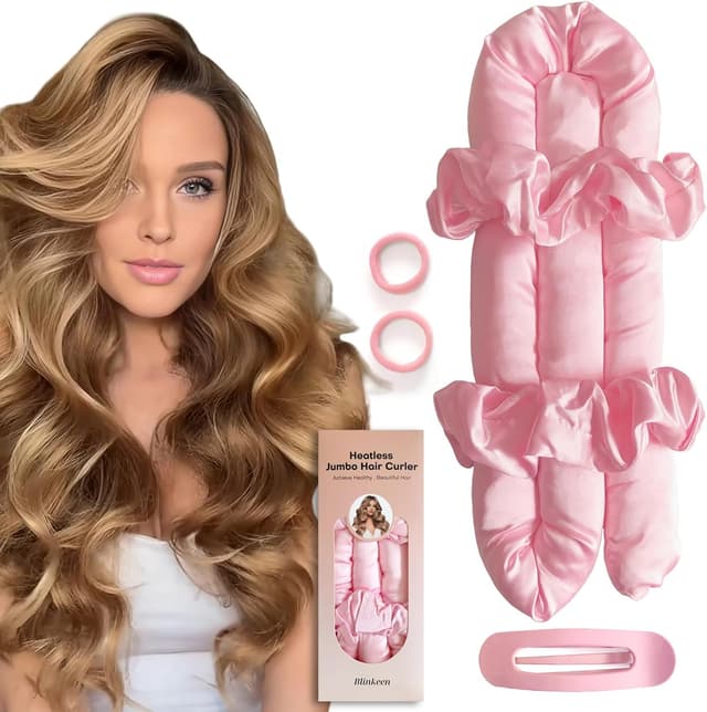 Thumbnail 6 de BLINKEEN Jumbo Heatless Hair Curler Set (Satin Overnight Curls) — Jumbo Heatless Curl Headband, Brown