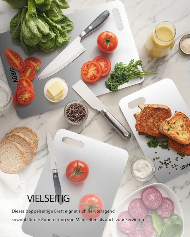 Detalle de Titan Schneidebrett (32 x 20 cm), lebensmittelecht, BPA-frei, doppelseitig