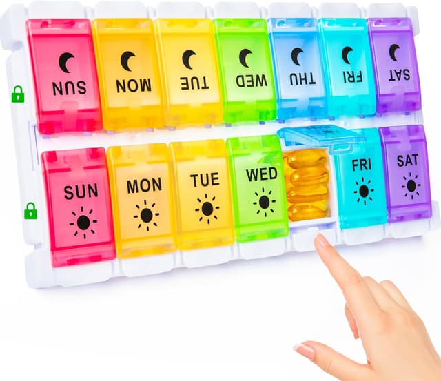 Imagen de 7 Day Pill Organiser 2‑Times Daily, 14‑Slot Pill Box 💊 en OfertitasTOP
