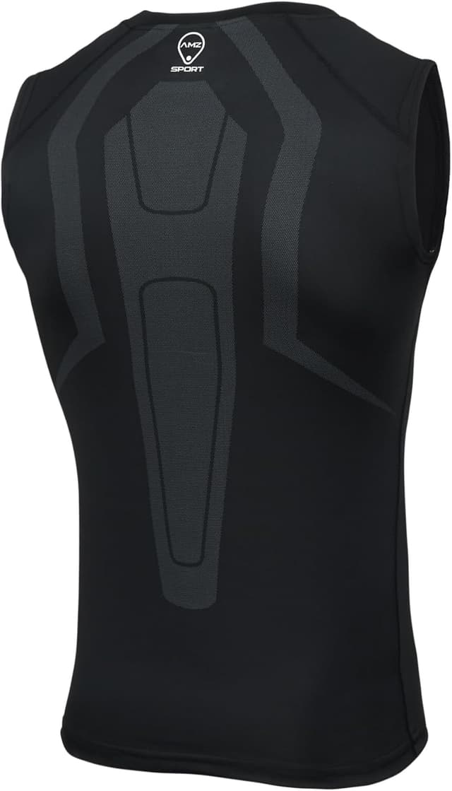 Detalle de AMZSPORT canotta compressiva da uomo a asciugatura rapida (base layer, senza maniche)